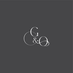 luxury curvy style monogram wedding logo concept letter initial with line GO