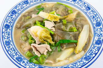 Hunan cuisine: a bowl of pickled cabbage vermicelli