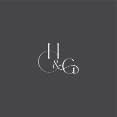 luxury curvy style monogram wedding logo concept letter initial with line HG