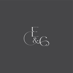luxury curvy style EC initial with line monogram wedding logo concept letter