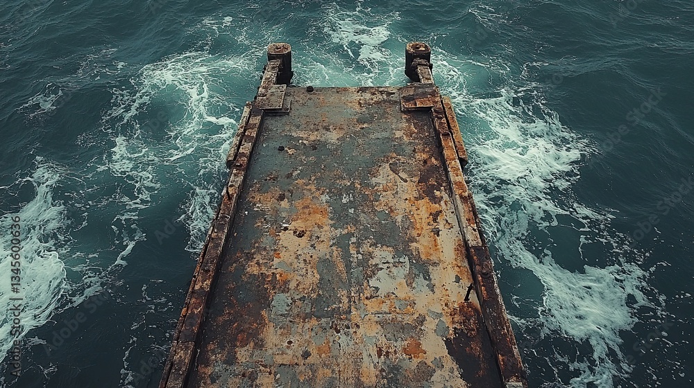 Poster a pier extending into the ocean with soft waves below