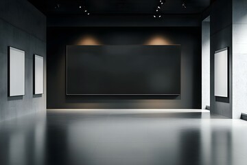 Modern Art Gallery Interior with White Blank Wall Concept