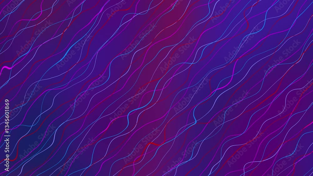 Poster abstract wavy motion background with vibrant neon colors and fluid lines - seamless looping animatio