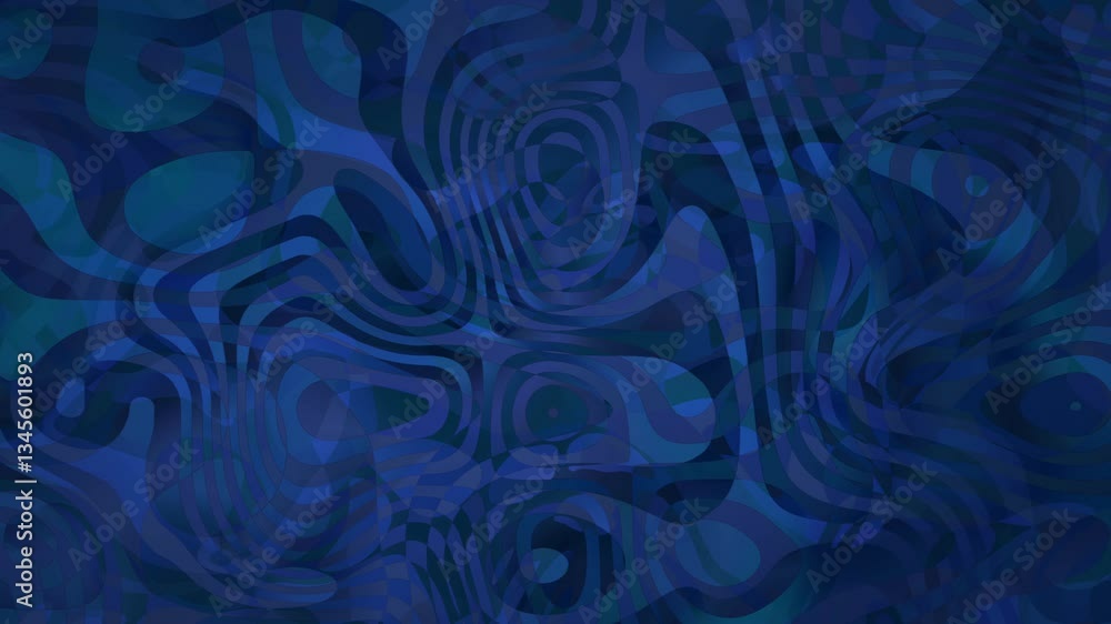 Poster abstract blue liquid waves with distorted ripple patterns in motion - futuristic fluid background wi