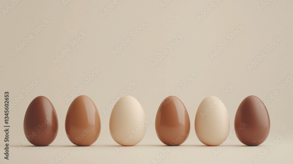 Aufkleber diverse egg collection: a meticulously arranged array of six eggs showcases a spectrum of colors and