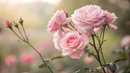 Fototapeta premium pink roses on a white background