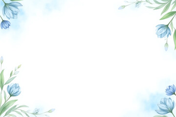 Naklejka premium blue flower border on a white background