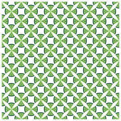 A vibrant, geometric pattern of green watermelon slices on a white background, arranged in a criss cross layout, It could be used as a school bag, kids dress, wallpaper, fabric design