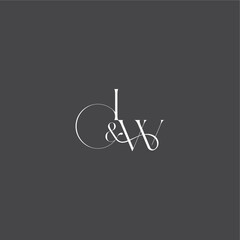luxury curvy style monogram wedding logo concept letter initial with line IW