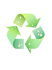 3D Green Recycling Symbol on Transparent Background