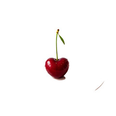 Heart-Shaped Cherry: Stock Photo on Transparent  background