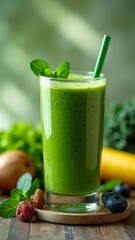 A refreshing blend of green goodness, perfect for a healthy start to the day