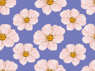 Pastel Floral seamless pattern of colorful flowers and leaves, floral and plants wallpaper background for your design , wrapping paper, fabric	