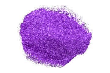 Purple glitter powder isolated on transparent background.