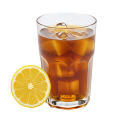 Iced Tea with Lemon Slice on Transparent  background