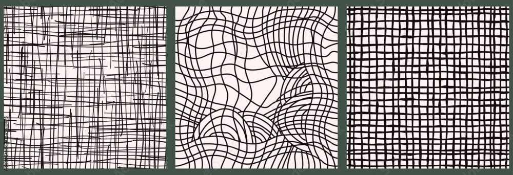 Poster set of seamless hand drawn texture design for background, business card, web design. doodle paper pa