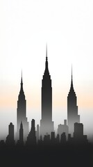 Fototapeta premium NYC Skyline Silhouette for Misty Dawn.