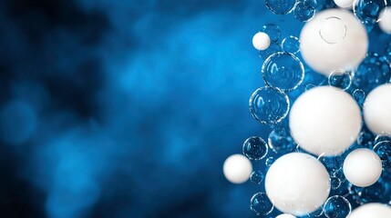 Abstract spheres on dark blue background