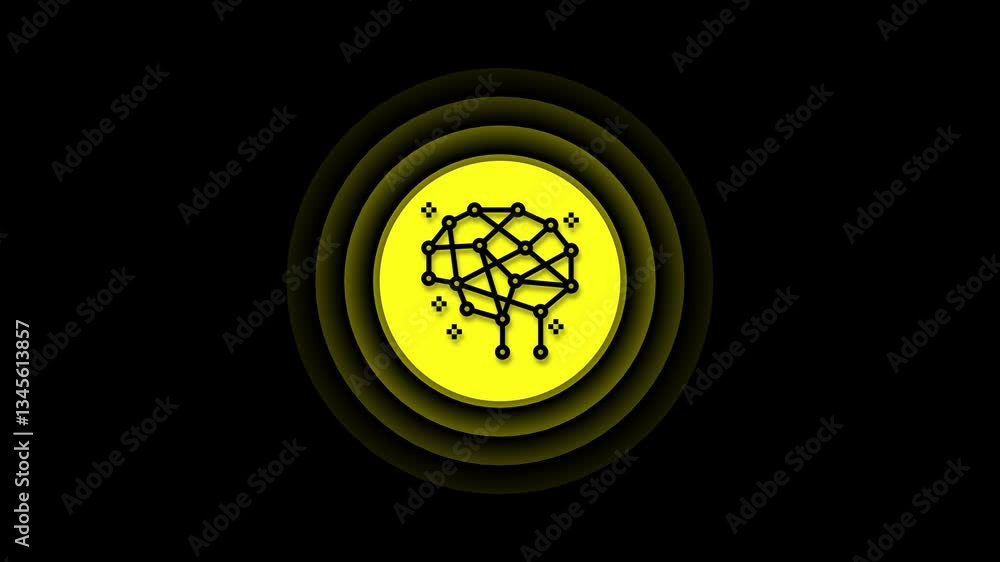 Poster artificial intelligence brain icon concept with radio waves background . ai icon isolated .