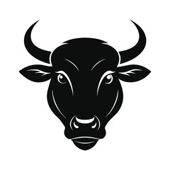 bull head silhouette on white background