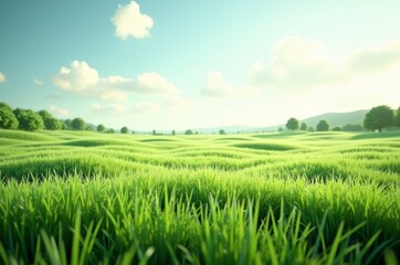 Obraz premium A lush green meadow under a clear blue sky