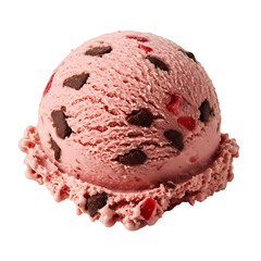 Cherry Chocolate Chip Ice Cream on Transparent  background