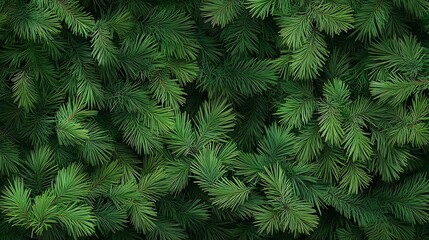 Lush Evergreen Branches: A Detailed 3D Render of Coniferous Foliage AI Generated