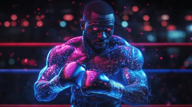 Boxer neon glow ring fight