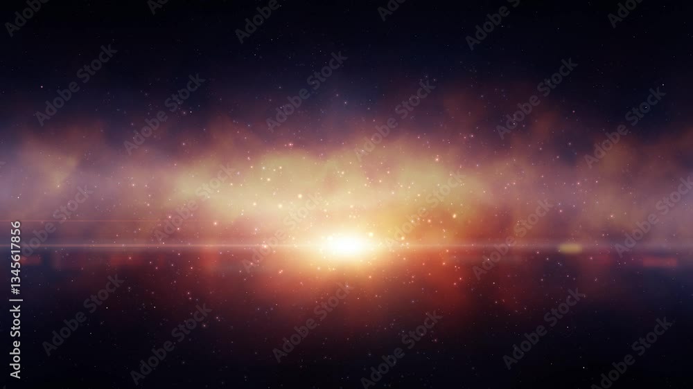 Poster abstract dark cosmos with glowing star light and dust loop animation background.