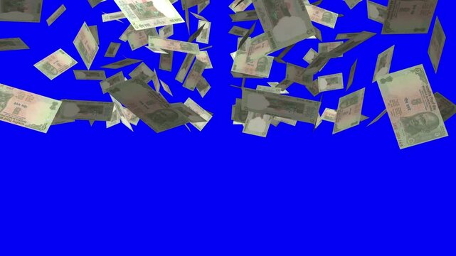 Indian currency five rupees falling from top to bottom for advertising and commercial use 3D rendering