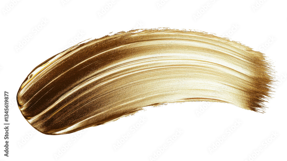 Poster golden brush stroke creating a shiny texture on transparent background