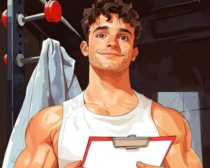 Achieve Your Fitness Goals with Personalized Training A dedicated gym trainer explaining workout plan using clipboard for optimal results Experience expert fitness coaching, motivation, and tailored