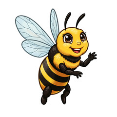 Cute Cartoon Bee Image on Transparent  background