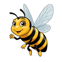 Cute Cartoon Bee Illustration on Transparent  background