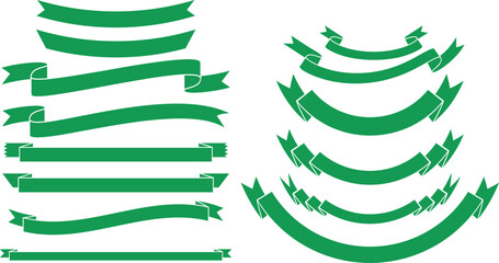 Ribbon flat set. Simple retro ribbons collection. Vintage graphic blank tape template. Elegant modern swirling stripe. Curled blank heading banner, title decoration, badge, text frame emblem © Imran