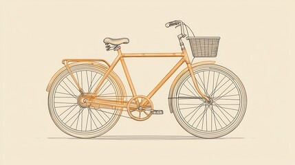 Fototapeta premium Vintage style bicycle illustration with a basket and classic design on a neutral background