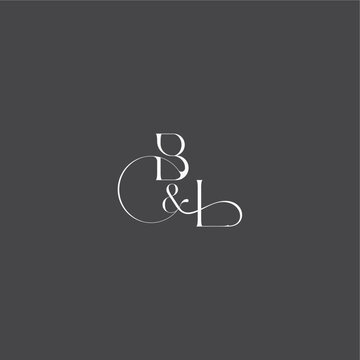 monogram wedding logo concept initial with line BL luxury curvy style letter