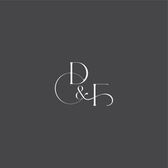 monogram wedding logo concept initial with line DF luxury curvy style letter