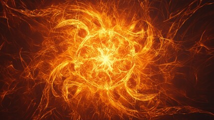 Vibrant fiery sun design in mesmerizing orange hues radiating energy and warmth