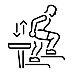 Line style icon of a character doing calf exercise 