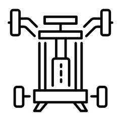 A line style icon of a gym chest press machine 