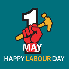 Labour Day 1 May Hammer Fist Worker Celebration Graphic