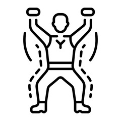 Line icon of a character doing jumping exercise 