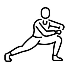 A character doing side lunges workout, linear style icon 