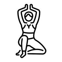 A character doing yoga practice, linear style icon 