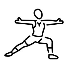 A character standing in a warrior pose, line style icon 