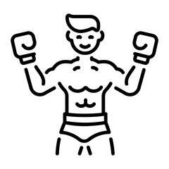 A linear style icon of a gym boxer 