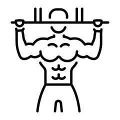 A gym character doing pull up workout, line style icon 