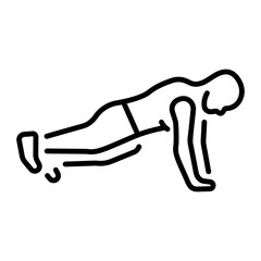 A character doing push up workout, linear style icon 