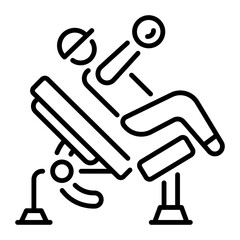 A character doing exercise on a gym bench, line style icon 